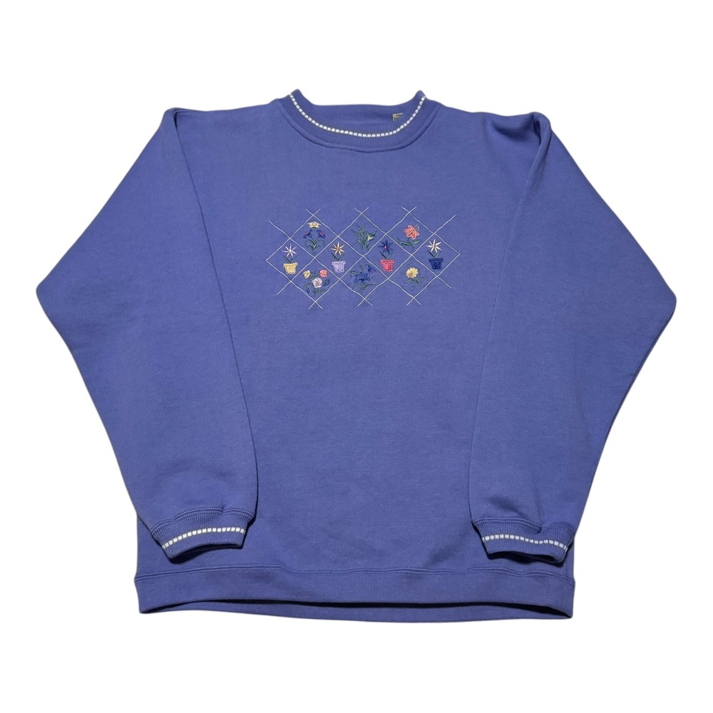 Vintage 90s Antero Natural Designs Flower Floral Grandma Sweatshirt Women's M